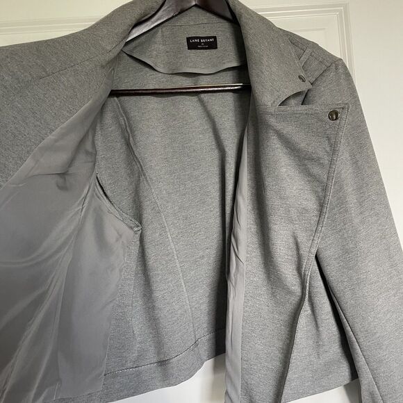 Moto Jacket Sz 22 Lane Bryant Gray Rayon Biker Style Motorcycle Rockabilly Punk - Picture 4 of 11